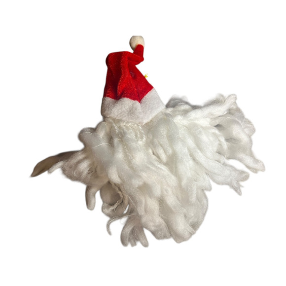 Santa Face Hanging Christmas Ornament Plastic Face Plush Hat Yarn Beard 14.5x9 - Picture 5 of 6
